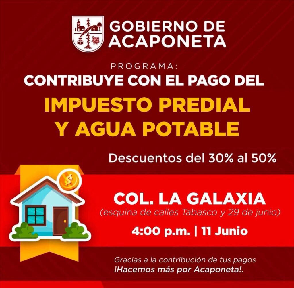 Los programas de regularización del Gobierno De Acaponeta visitarán la colonia La Galaxia.